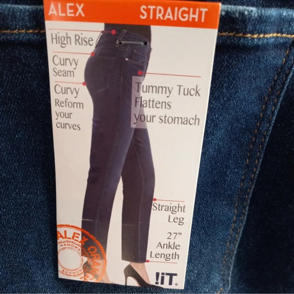 iT Tummy Tuck Jeans Women's Size 12 Dark Wash Distressed Cotton Blend Stretch - Picture 2 of 9